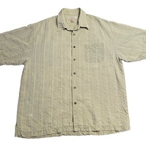 Tommy Bahama 100% Silk Shirt Men’s XL Short Sleeve Sage Textured